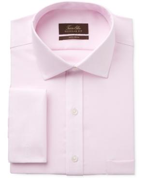 Tasso Elba Men's Classic/regular Fit Non-iron Pink Sateen Check French Cuff Dress Shirt, Only At Macy's