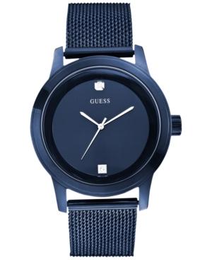 Guess Men's Diamond Accent Blue-tone Mesh Bracelet Watch 37mm U0298g2