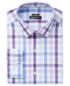 Bar Iii Men's Slim-fit Stretch Easy Care Purple Bold Multi Gingham Dress Shirt, Only At Macy's