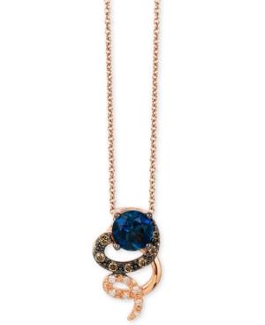 Le Vian Chocolatier Blue Topaz (9/10 Ct. T.w.) And Diamond (1/10 Ct. T.w.) Swirl Pendant Necklace In 14k Rose Gold