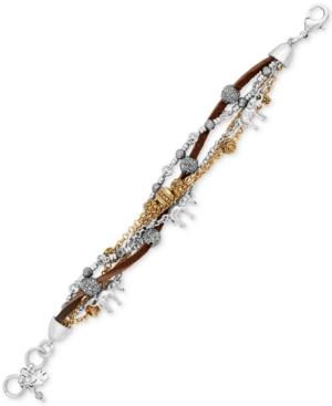 Lucky Brand Two-tone And Leather Elephant Charm Bracelet
