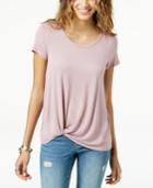 Hippie Rose Juniors' Knot-front T-shirt