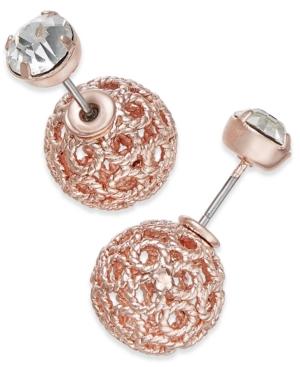 Inc International Concepts Rose Gold-tone Crystal Front-back Earrings, Only At Macy's