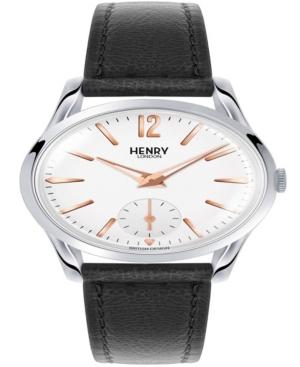 Henry London Highgate Ladies 30mm Black Leather Strap Watch With Stainless Steel Silver Casing