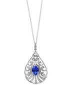 Tanzanite Royale By Effy Tanzanite (1-3/4 Ct. T.w.) And Diamond (1/5 Ct. T.w.) Pendant Necklace In 14k White Gold