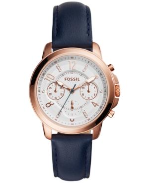 Fossil Women's Chronograph Gwynn Blue Leather Strap Watch 38mm Es4040
