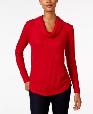 Style & Co Waffle-knit Cowl-neck Top, Only At Macy's
