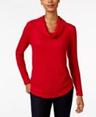 Style & Co Waffle-knit Cowl-neck Top, Only At Macy's