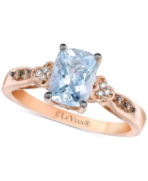 Le Vian Chocolatier Aquamarine (1-1/6 Ct. T.w.) And Diamond Accent Ring In 14k Rose Gold