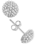 Diamond Pave Stud Earrings (1/4 Ct. T.w.) In Sterling Silver