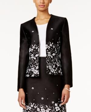 Tahari Asl Floral-print Poplin Jacket