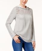 Style & Co Crocheted Hoodie, Created For Macy's