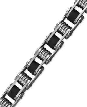 Men's Stainless Steel Bracelet, Black Resin Bicycle Chain Bracelet