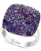 Splash By Effy Purple Sapphire Pave Square Statement Ring (3-1/4 Ct. T.w.) In Sterling Silver