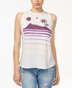 Carbon Copy Cotton Graphic Tulip-back Tank Top
