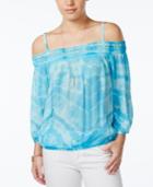 Bcx Juniors' Tie-dyed Cold-shoulder Blouse