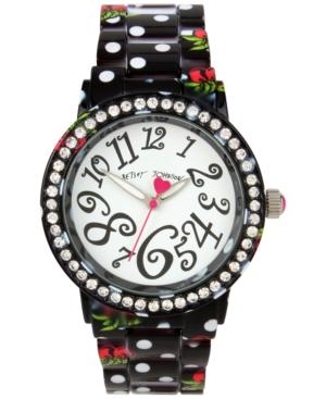 Betsey Johnson Women's Cherry Printed Black & White Polka Dot Bracelet Watch 40mm Bj00482-14