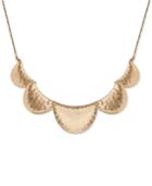 Lucky Brand Gold-tone Hammered Semi-disc Collar Necklace