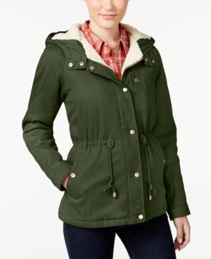 Collection B Juniors' Hooded Faux-sherpa-lined Anorak