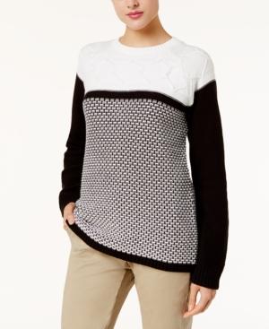 Karen Scott Textured Colorblocked Sweater, Created For Macy's