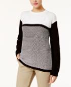Karen Scott Textured Colorblocked Sweater, Created For Macy's