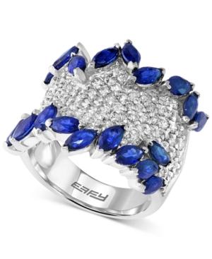 Royale Bleu Effy Sapphire (3-1/4 Ct. T.w.) And Diamond (1-2/5 Ct. T.w.) Ring In 14k White Gold