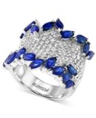 Royale Bleu Effy Sapphire (3-1/4 Ct. T.w.) And Diamond (1-2/5 Ct. T.w.) Ring In 14k White Gold