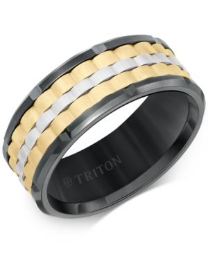 Tri-tone Comfort Fit Band In Tungsten Carbide