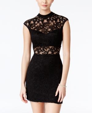 B Darlin Juniors' Lace Illusion Bodycon Dress