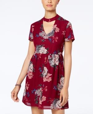 As U Wish Juniors' Printed Cutout Dress