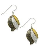 Jody Coyote Bronze Earrings, Textured Three-leaf Drop Earrings