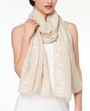 I.n.c. Lovely Floral-embroidered Scarf, Created For Macy's