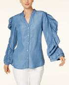 Anna Sui Loves Inc International Concepts Ruffled Chambray Shirt, Created For Macy's