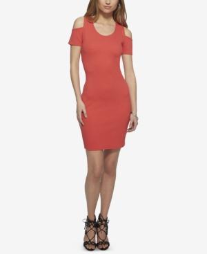 Jessica Simpson Kara Textured Cold-shoulder Bodycon Dress