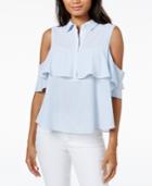 Maison Jules Cold-shoulder Striped Shirt, Created For Macy's