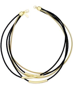 Inc International Concepts Gold-tone Faux Leather Multi-strand Collar Necklace, Only At Macy's