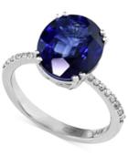 Velvet Bleu By Effy Manufactured Diffused Sapphire (5-3/4 Ct. T.w.) And Diamond (1/8 Ct. T.w.) Ring In 14k White Gold
