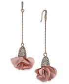 Inc International Concepts Rose Gold-tone Pave Flower Drop Earrings, Created For Macy's