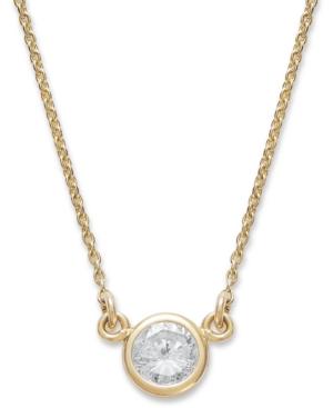 Diamond Necklace, 14k Gold Bezel-set Diamond Pendant (1/5 Ct. T.w.)