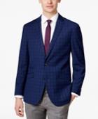 Kenneth Cole Reaction Men's Slim-fit Navy Plaid Sport Coat