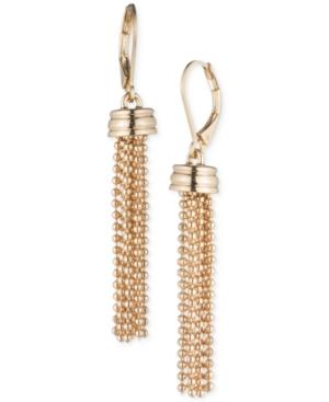 Anne Klein Gold-tone Ball Chain Tassel Drop Earrings
