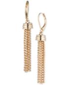 Anne Klein Gold-tone Ball Chain Tassel Drop Earrings