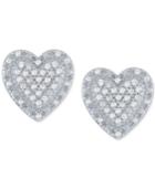 Diamond Cluster Heart Stud Earrings (1/5 Ct. T.w.) In Sterling Silver