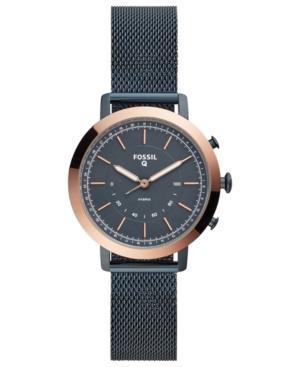 Fossil Q Women's Neely Navy Stainless Steel Mesh Bracelet Hybrid Smart Watch 34mm