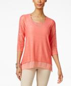 Jm Collection Petite Layered-look Lace Tunic, Only At Macy's