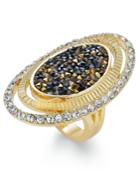 Thalia Sodi Gold-tone Rough Glitter Crystal Oval Ring, Only At Macy's