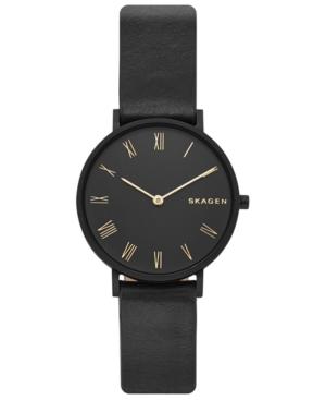 Skagen Women's Hald Slim Black Leather Strap Watch 34mm
