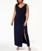 Alex Evenings Plus Size Draped & Embellished Gown