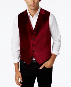 Tallia Men's Slim-fit Red Velvet Vest