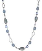 Anne Klein Silver-tone Blue Stone Statement Necklace